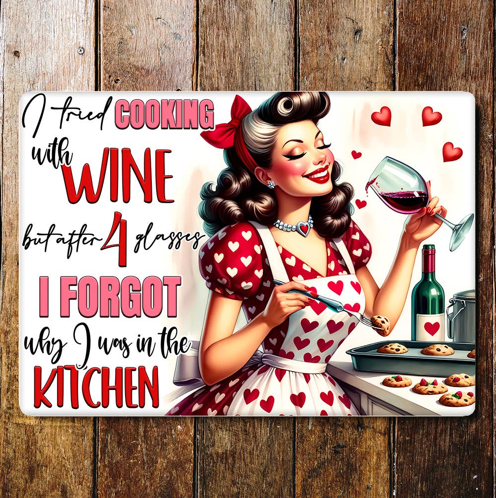 I love cooking and wine Funny | Metal Sign Plaque