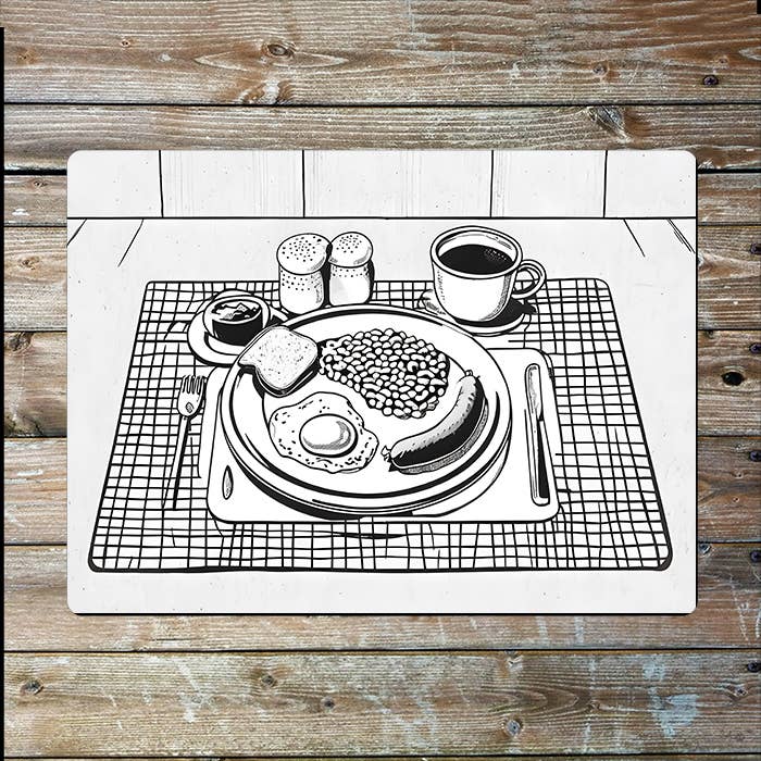 Line Drawing Full English Breakfast | Metal Sign Plaque