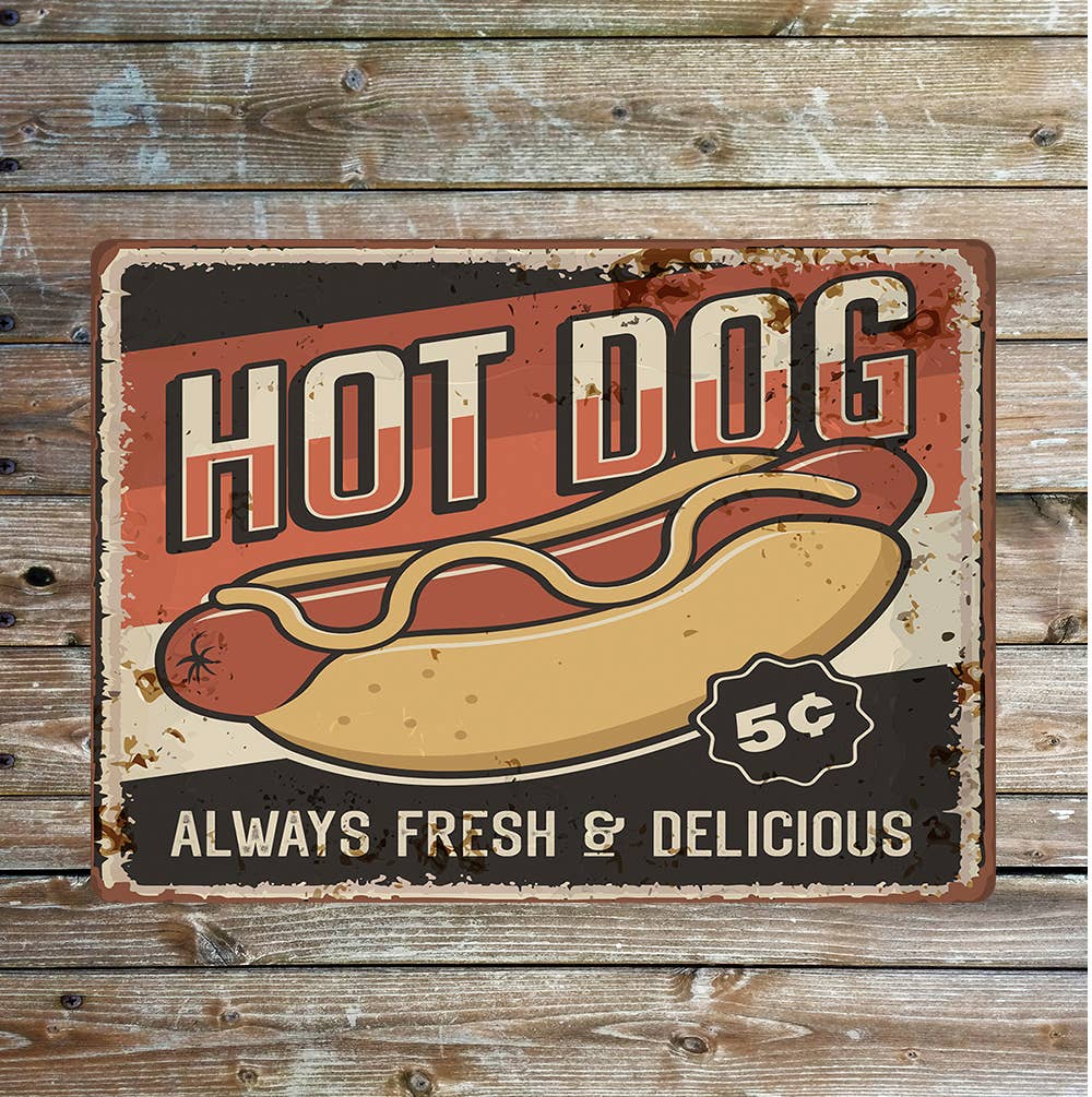 Food notice hot dog shop vintage | Metal Sign Plaque