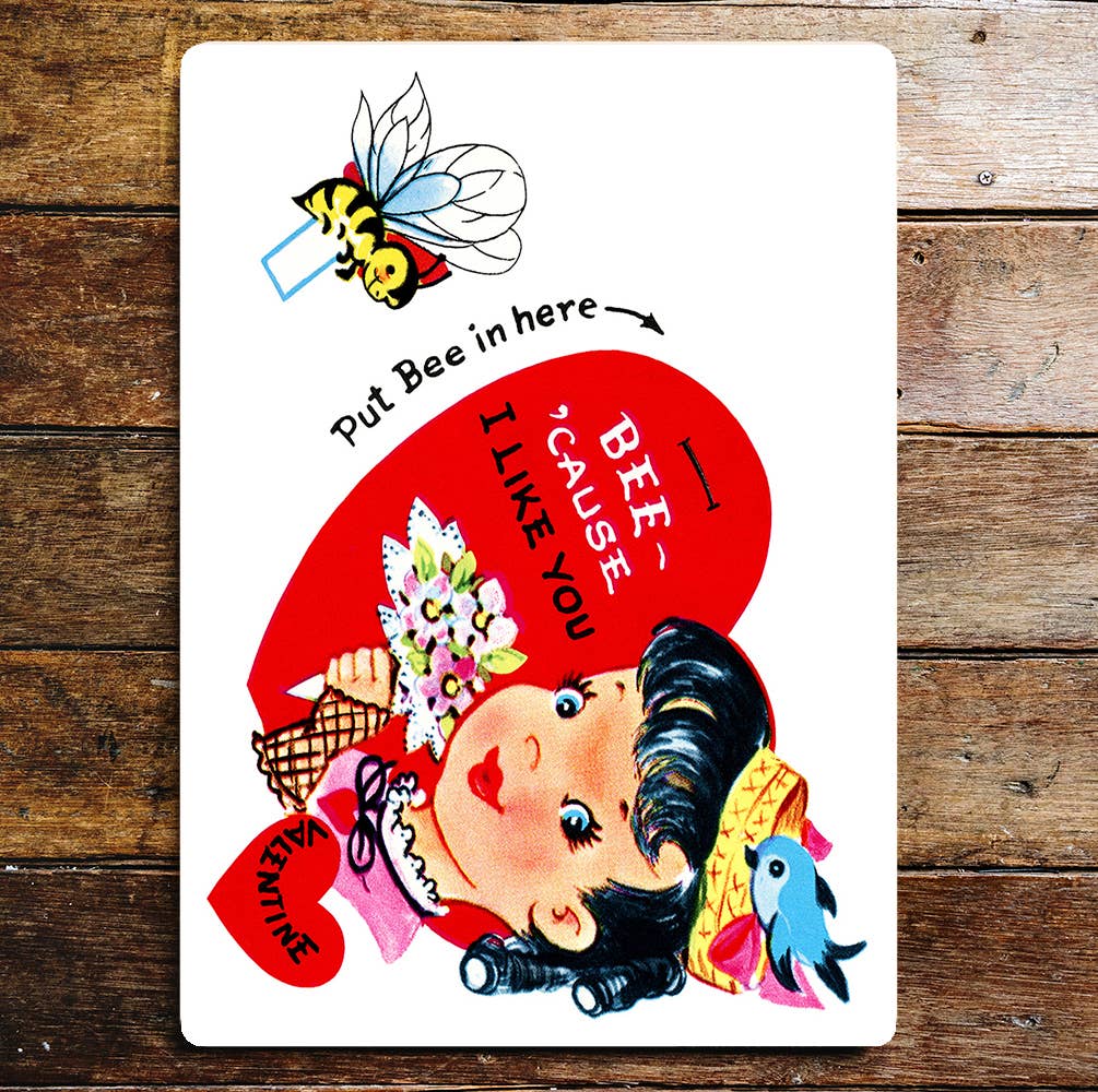 BeeCause I Love You Valentine Girl Heart | Metal Sign Plaque