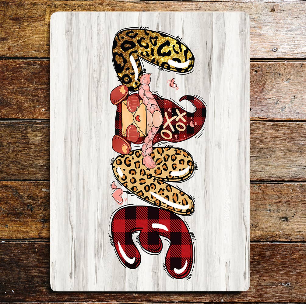 Love Valentine Gonk Tartan Animal Print | Metal Sign Plaque