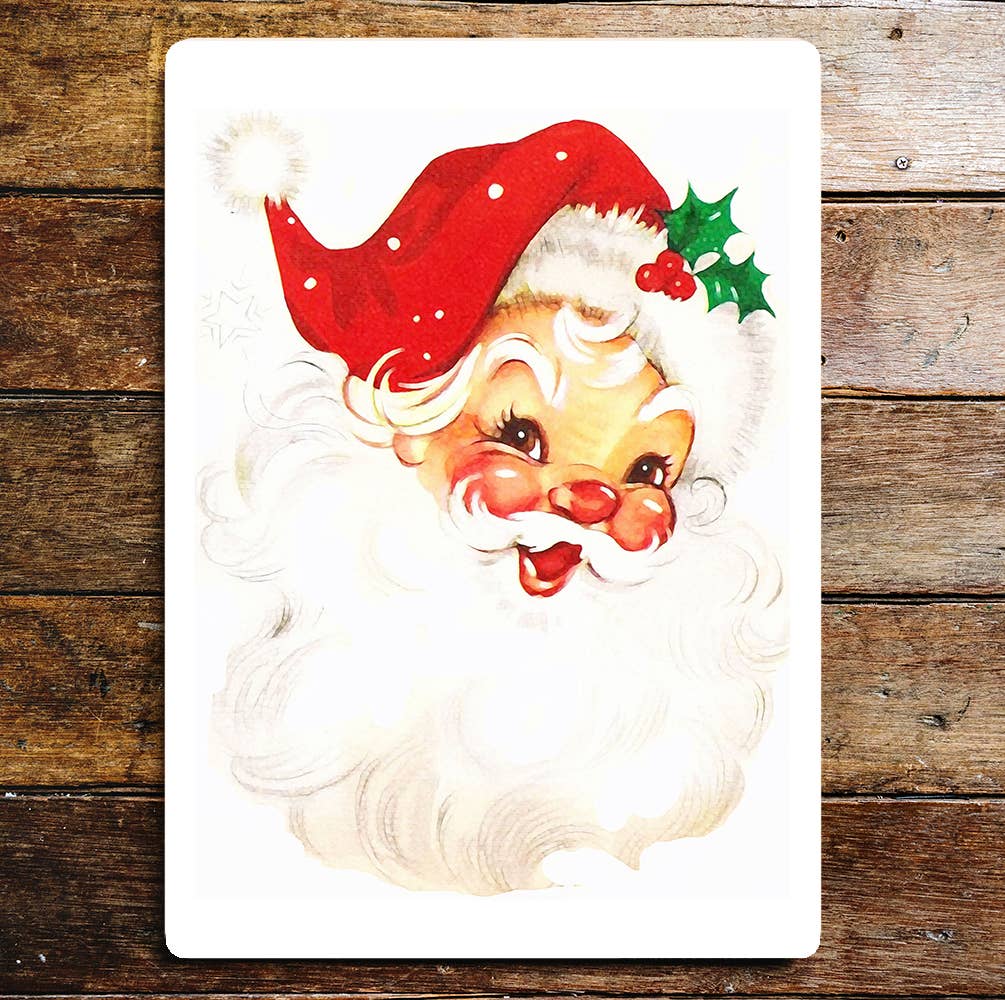 Santa Father Vintage Christmas Metal Wall Sign