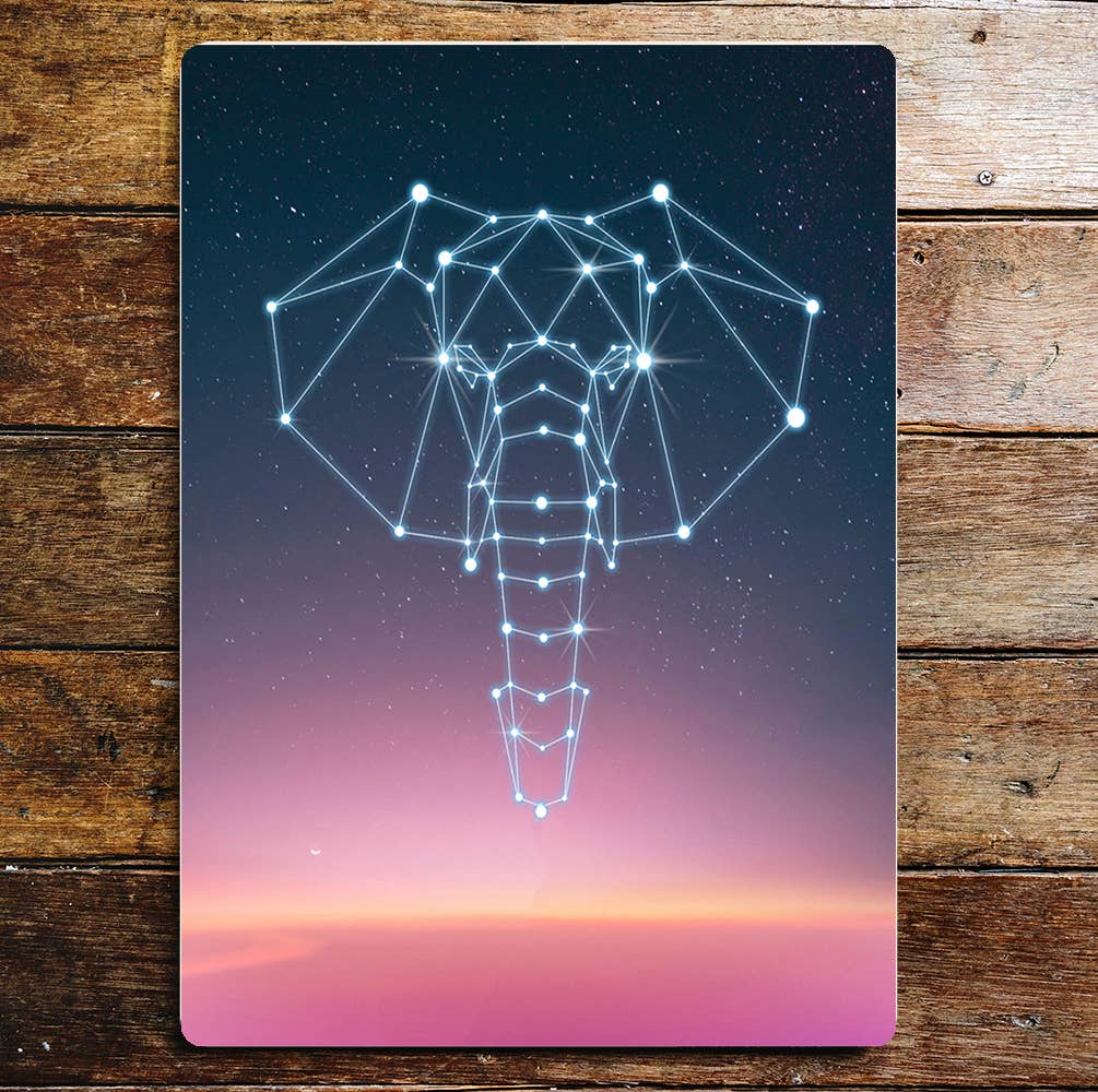 Elephant star pattern wall art | Metal Sign Plaque