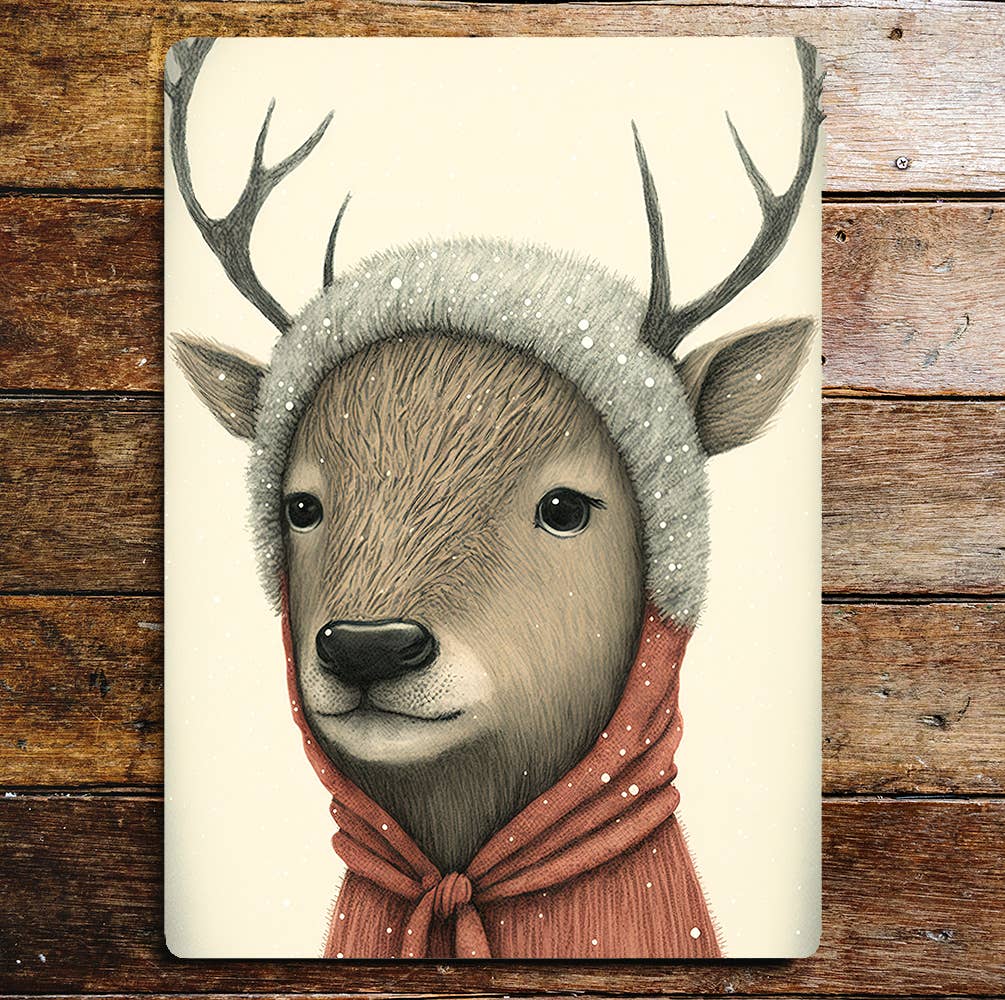 Deer Head Portrait Hat Cute Funny Antler | Metal Sign Plaque
