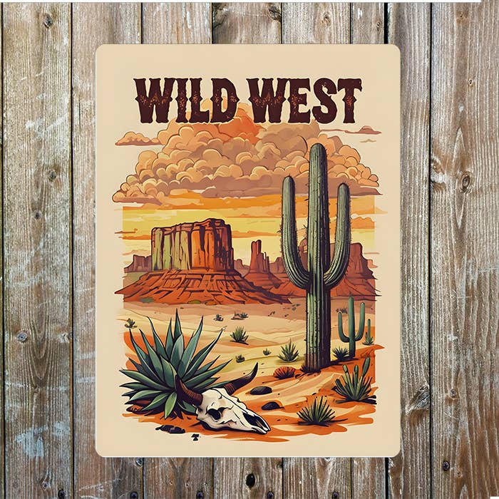 Wild West Desert Cowboy Western | Metal Sign Plaque
