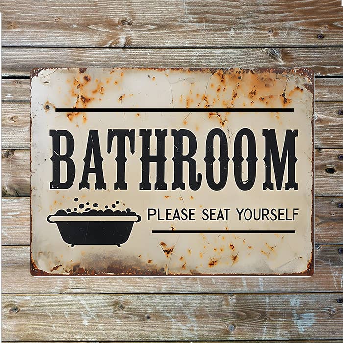 Vintage Style Bathroom Please Take A Seat | Metal Sign Plaque