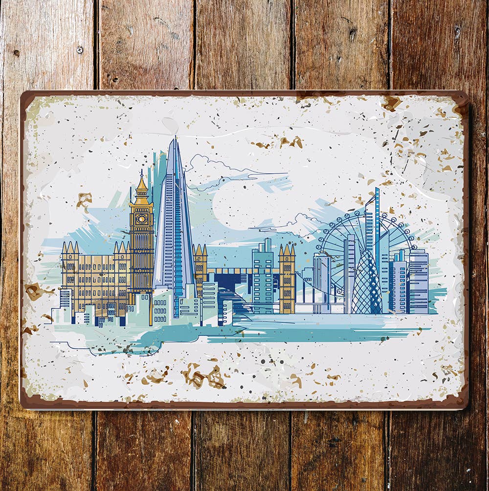 London City Skyline England | Metal Wall Sign