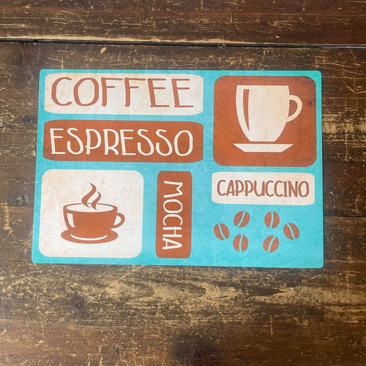 Coffee Espresso Cappuccino Mocha | Metal Wall Sign