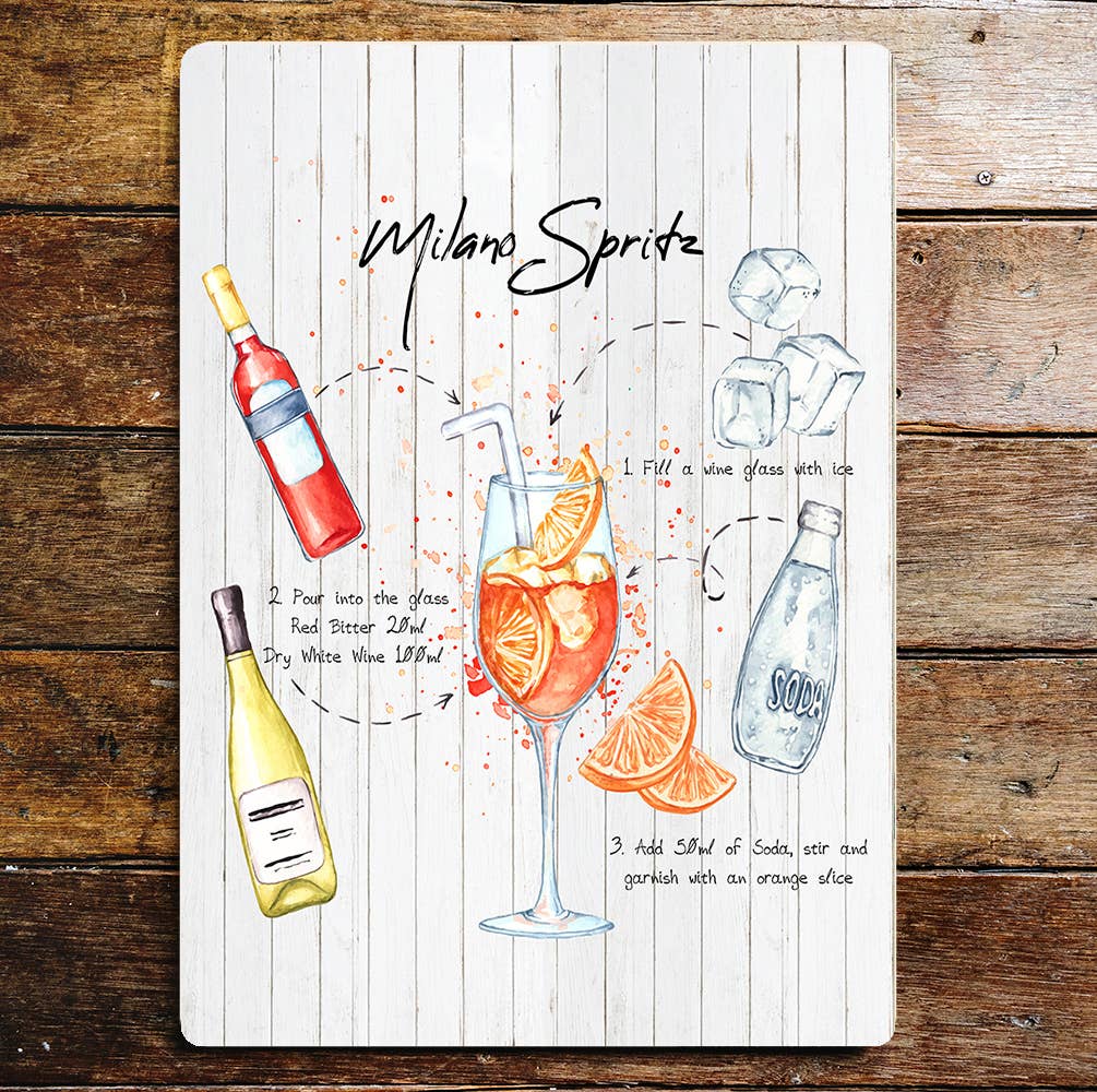 Spritz
Cocktail bar recipe art Metal Sign Plaque