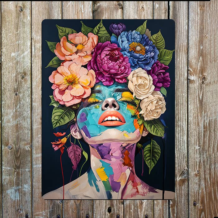 Abstract Surreal Artwork Women Flowers 1 | Metal Sign Plaque