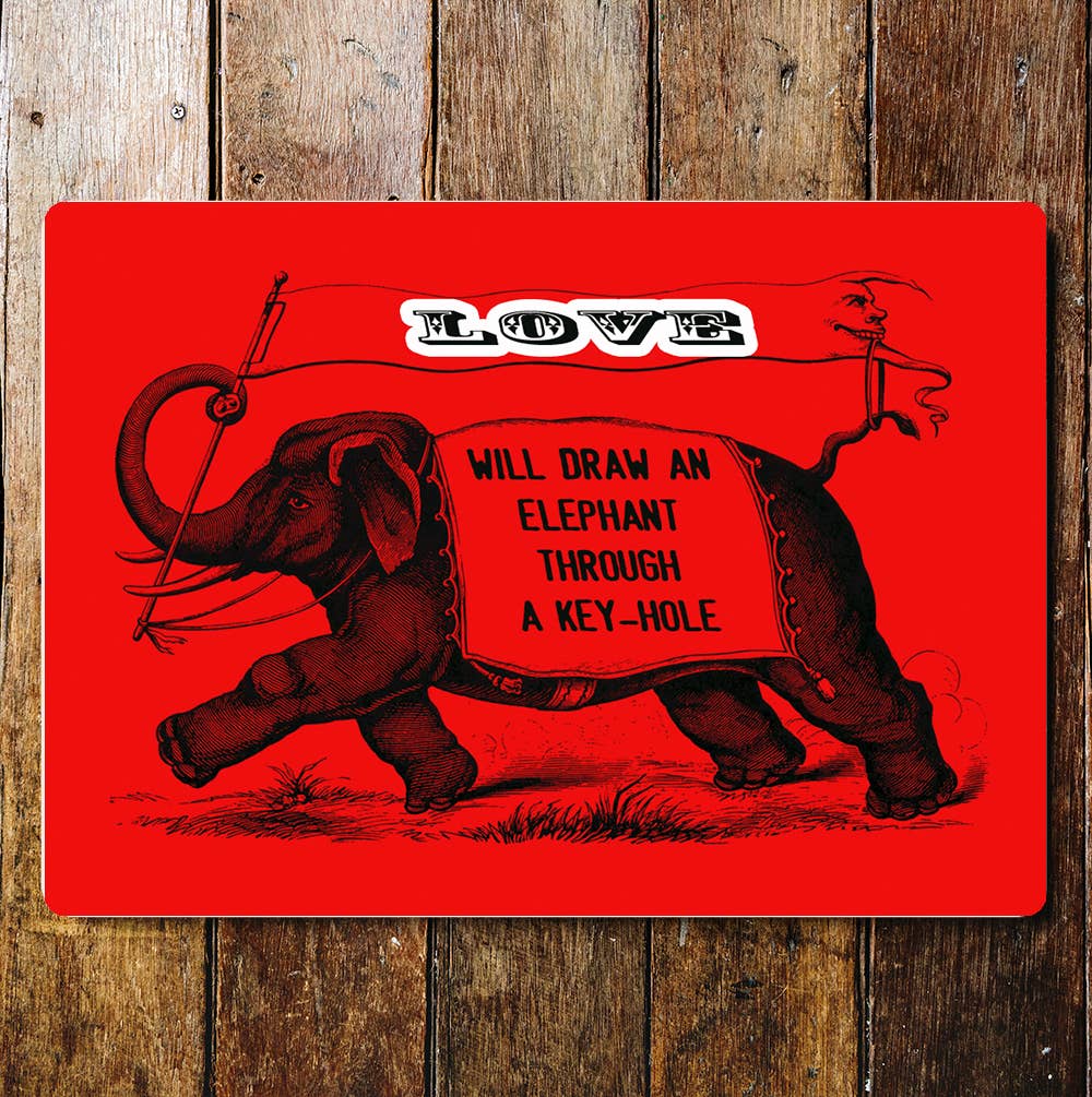 Elephant Love will draw through keyhole | Metal Wall Sign