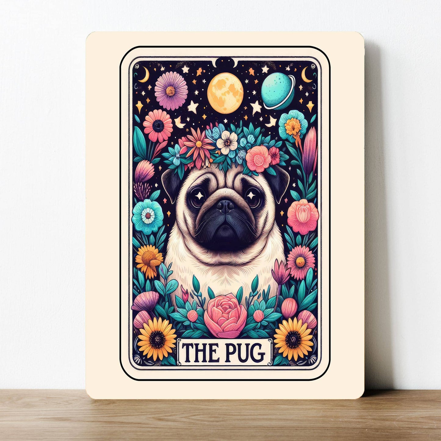 The Pug Flower Tarot | Metal Sign Plaque