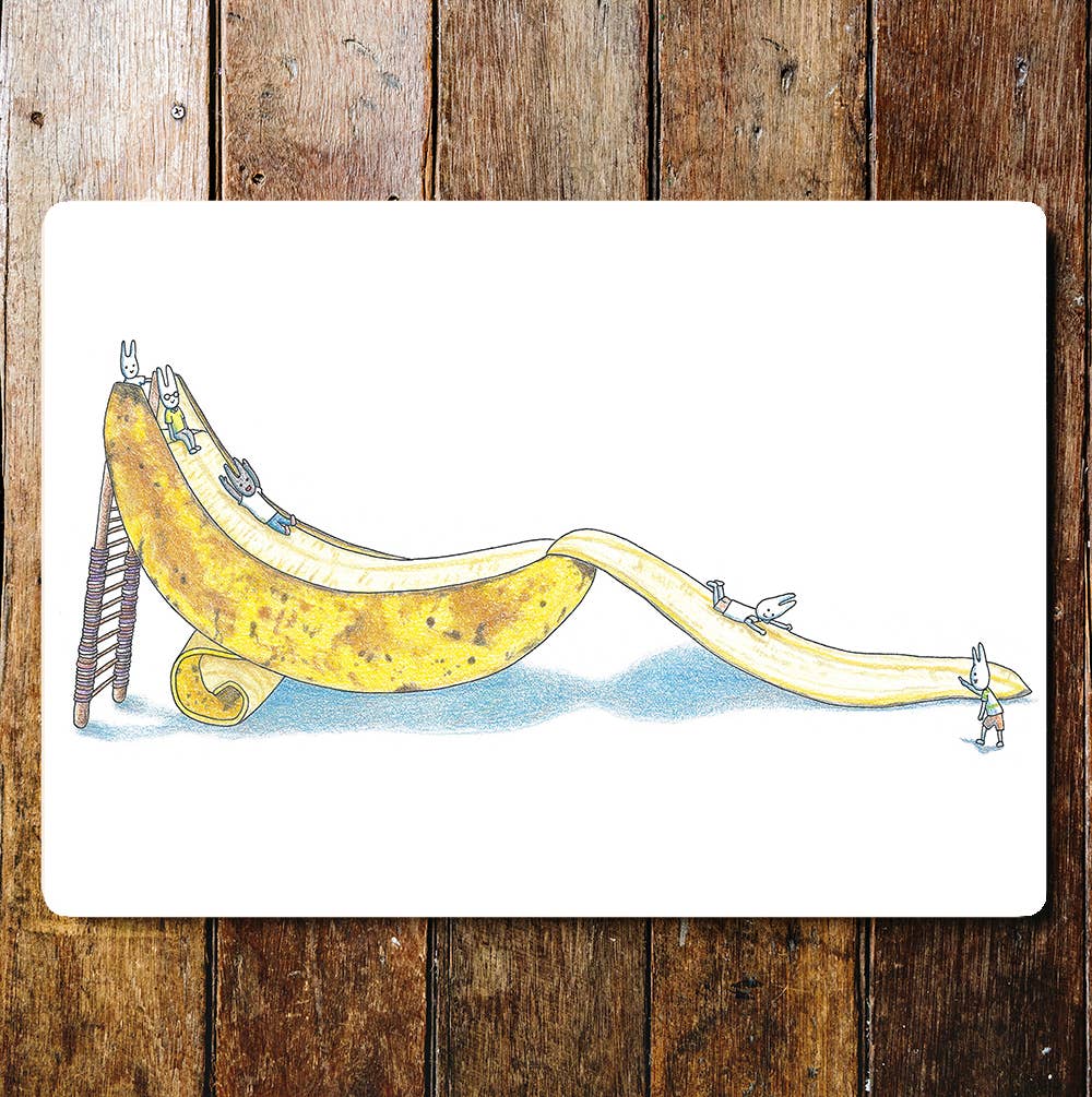 Banana slide joke fun wall art | Metal Sign Plaque