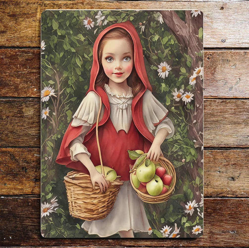 Red riding hood apple vintage Metal Sign Plaque