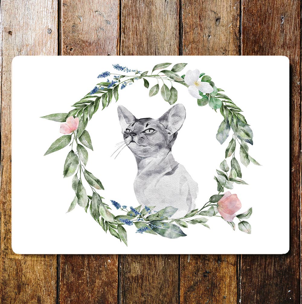 Cat Watercolour Animal Flower | Metal Wall Sign Plaque