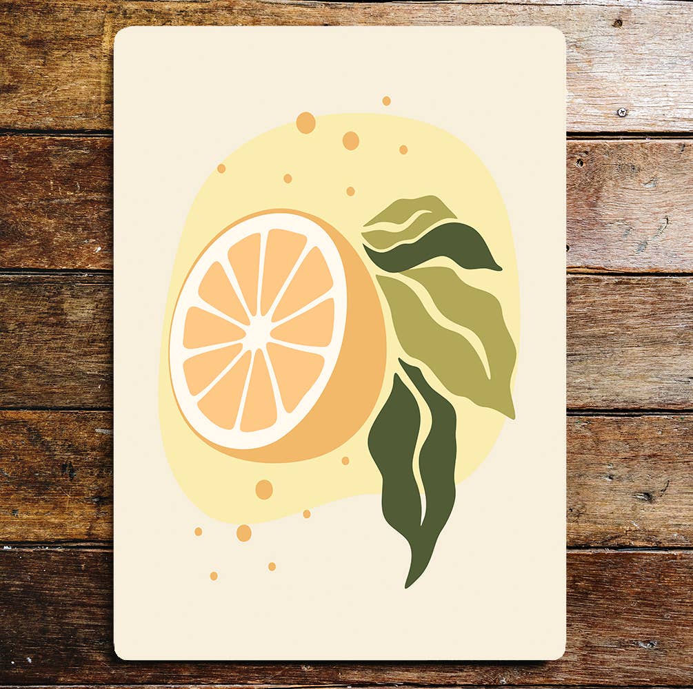 70's style Lemon slice Fruit kitchen | Metal Wall Sign