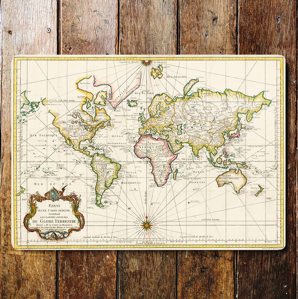 World Map Du Globe Terrestre Vintage | Metal Sign Plaque