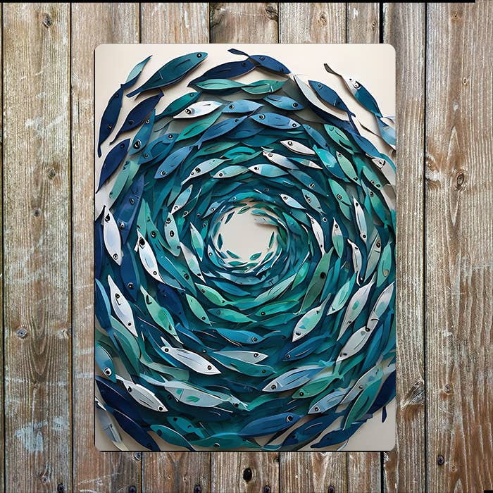 Fish Swirling Sea Nautical | Metal Sign Plaque
