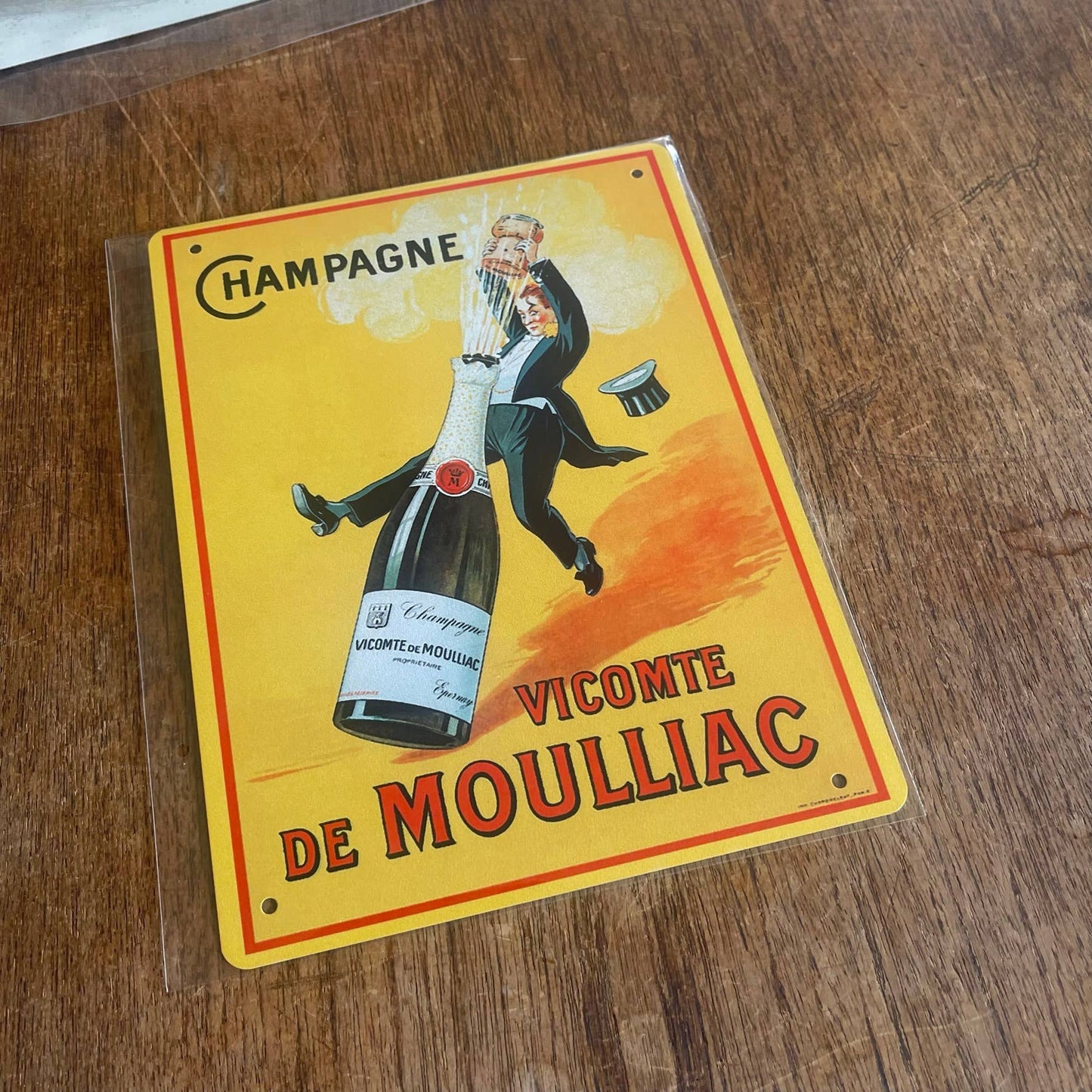 French Champagne Vicomte De Moulliac | Metal Sign Plaque