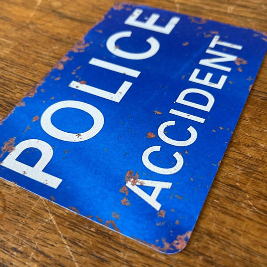 Blue Police Accident | Metal Sign Plaque