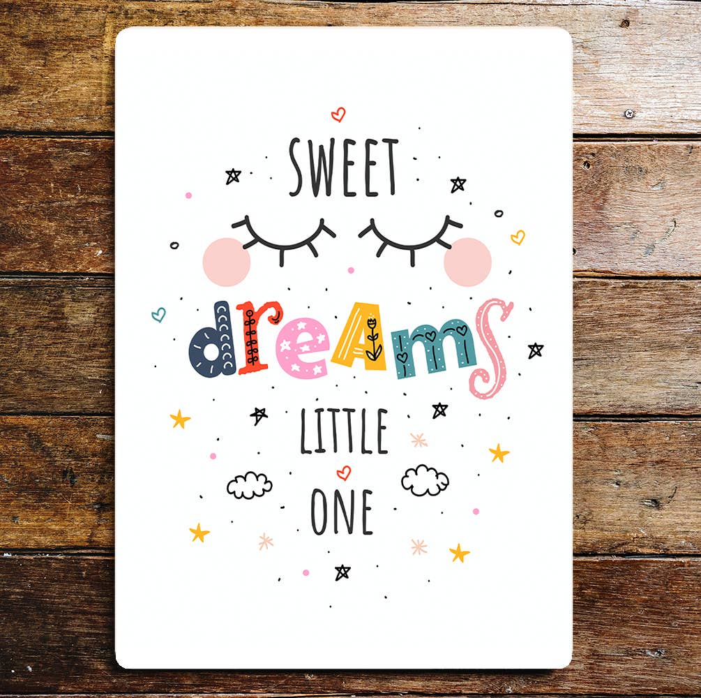 Sweet Dreams Little One Clouds Stars Metal Sign Plaque