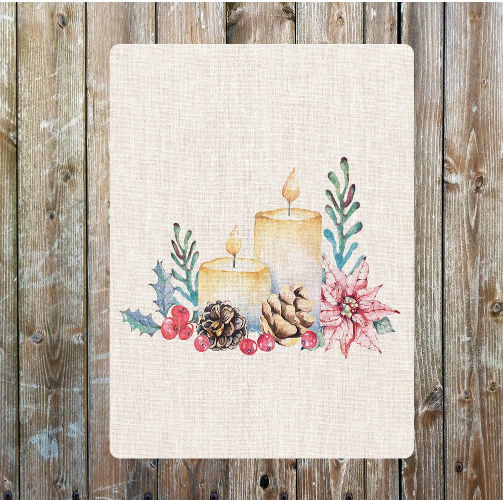 Christmas Candles Red Flower Berries | Metal Sign Plaque