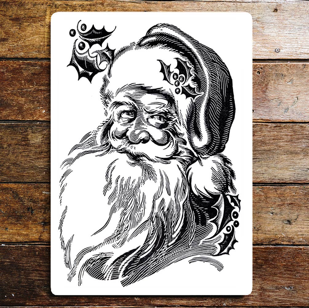 Santa Father Drawing Christmas Metal Wall Sign