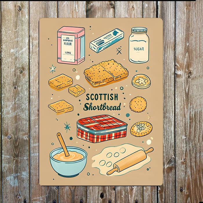 Scottish Shortbread Baking Recipe Metal Sign Plaque