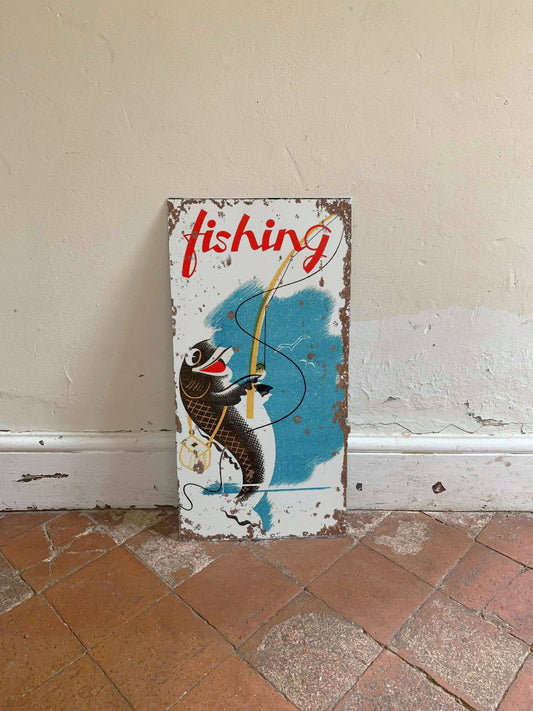 Fishing Fish - | Metal Wall Sign