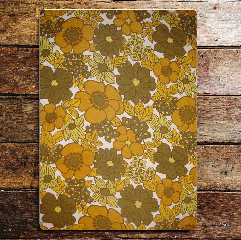 Vintage 60s Yellow Flower Pattern | Metal Sign Plaque