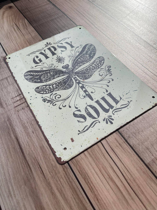 Gypsy Soul Dragonfly | Metal Wall Sign Plaque