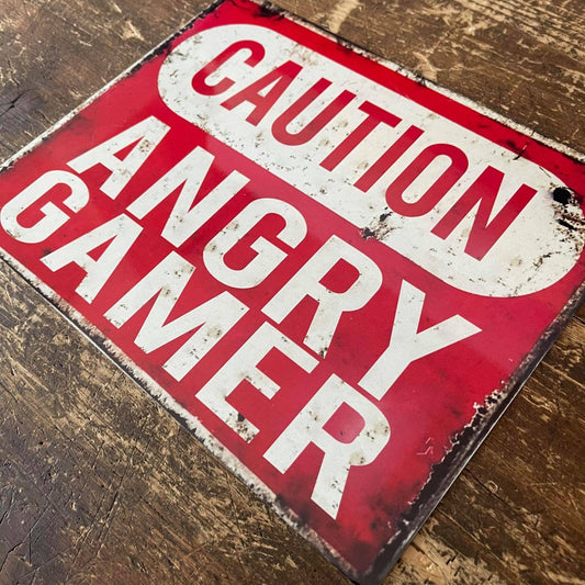 Warning / Caution Angry Gamer | Metal Sign