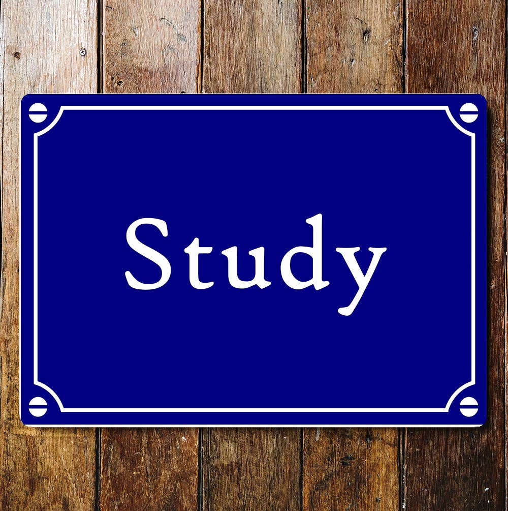 Study Notice Blue Art Sign Plaque