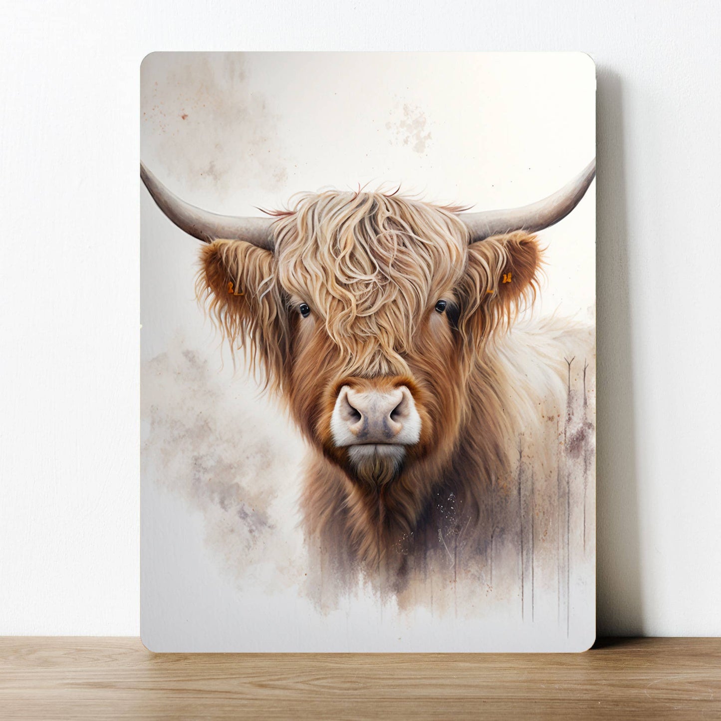 Highland Cow Watercolour | Metal Sign Plaque