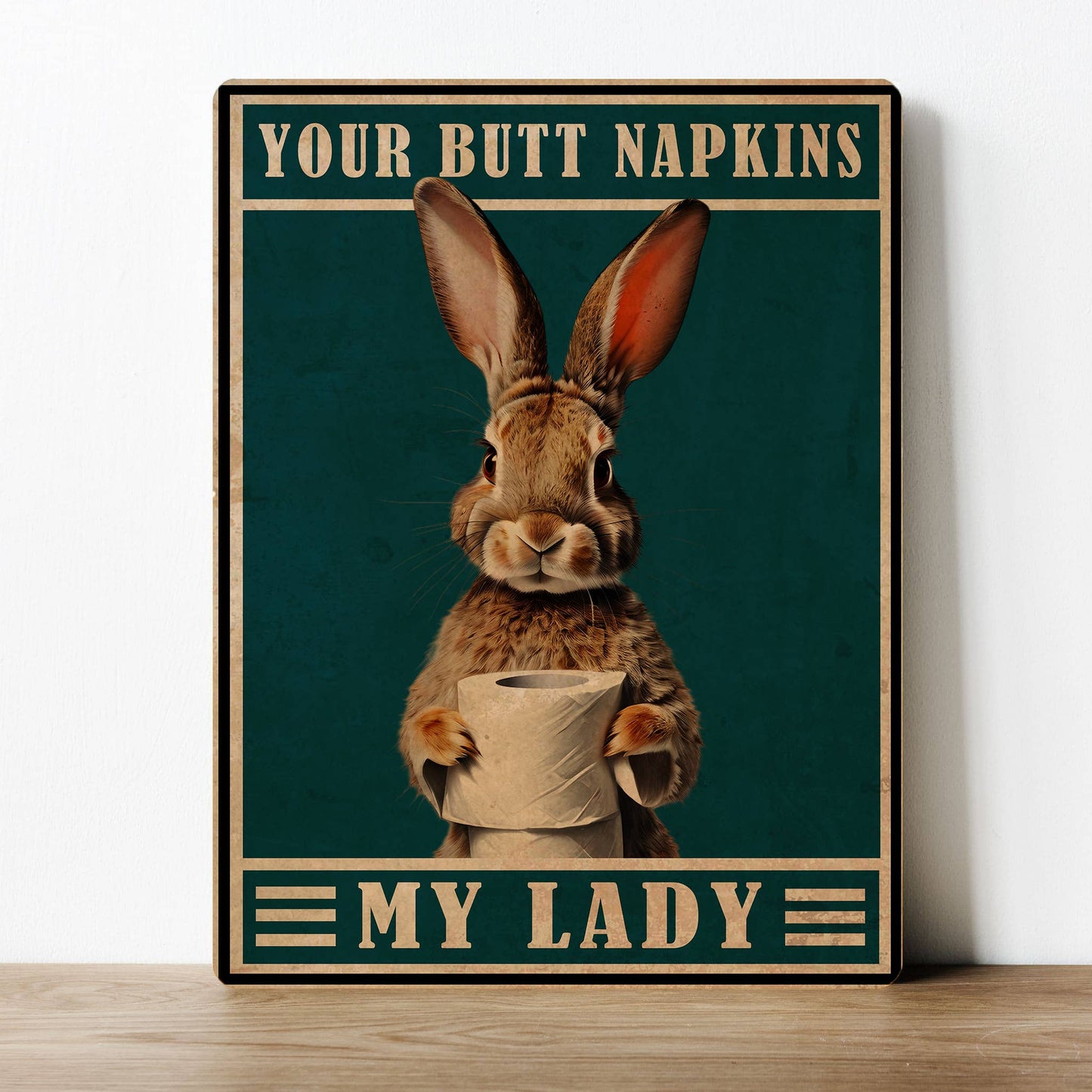 Funny Rabbit Toilet Butt Napkins Bathroom | Metal Sign Plaque