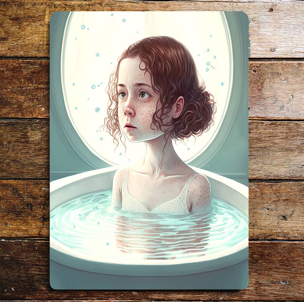 Girl Taking A Bath Freckles | Metal Sign Plaque