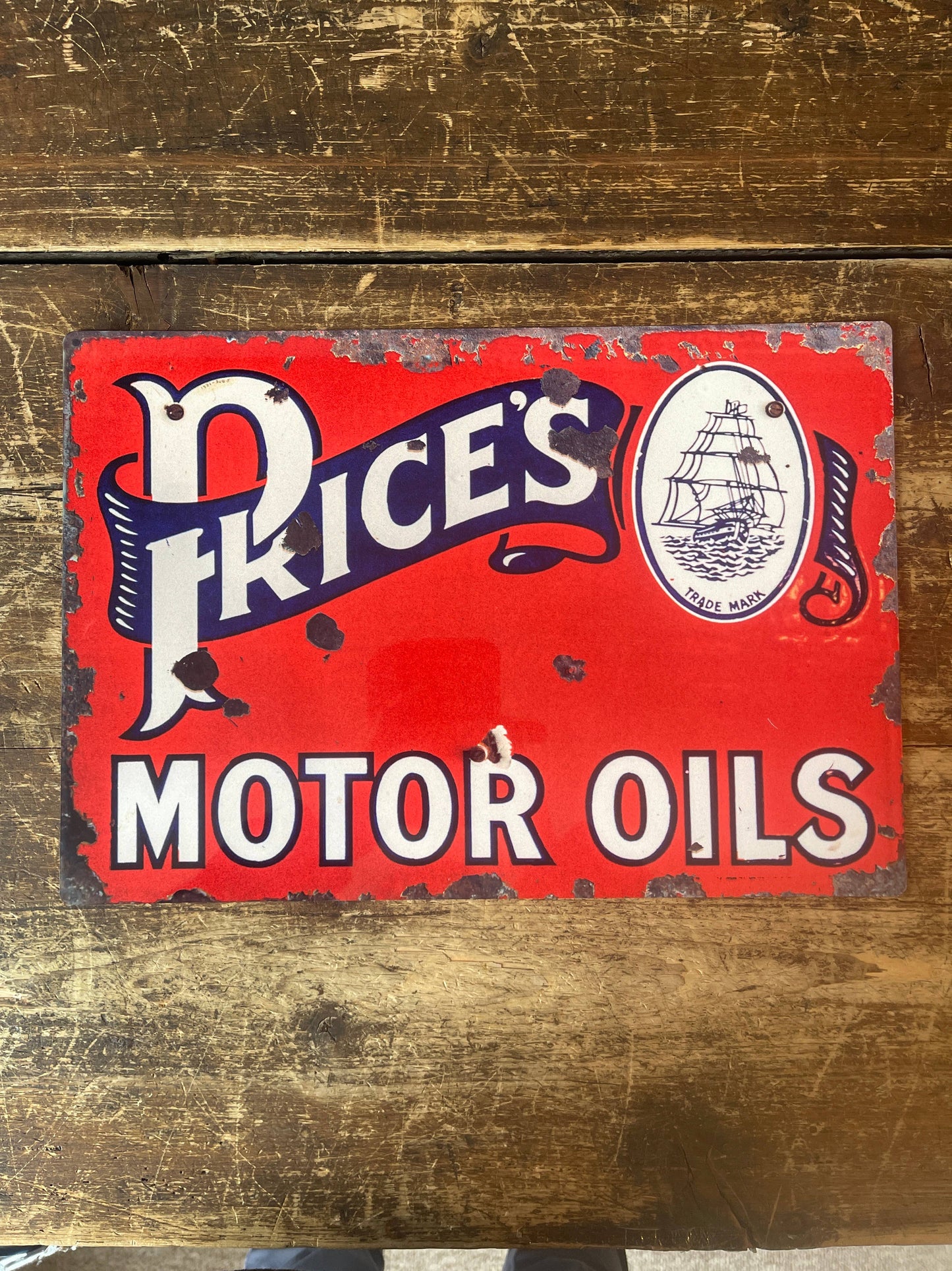 Price Motor Oil Metal Advertising Wall Sign