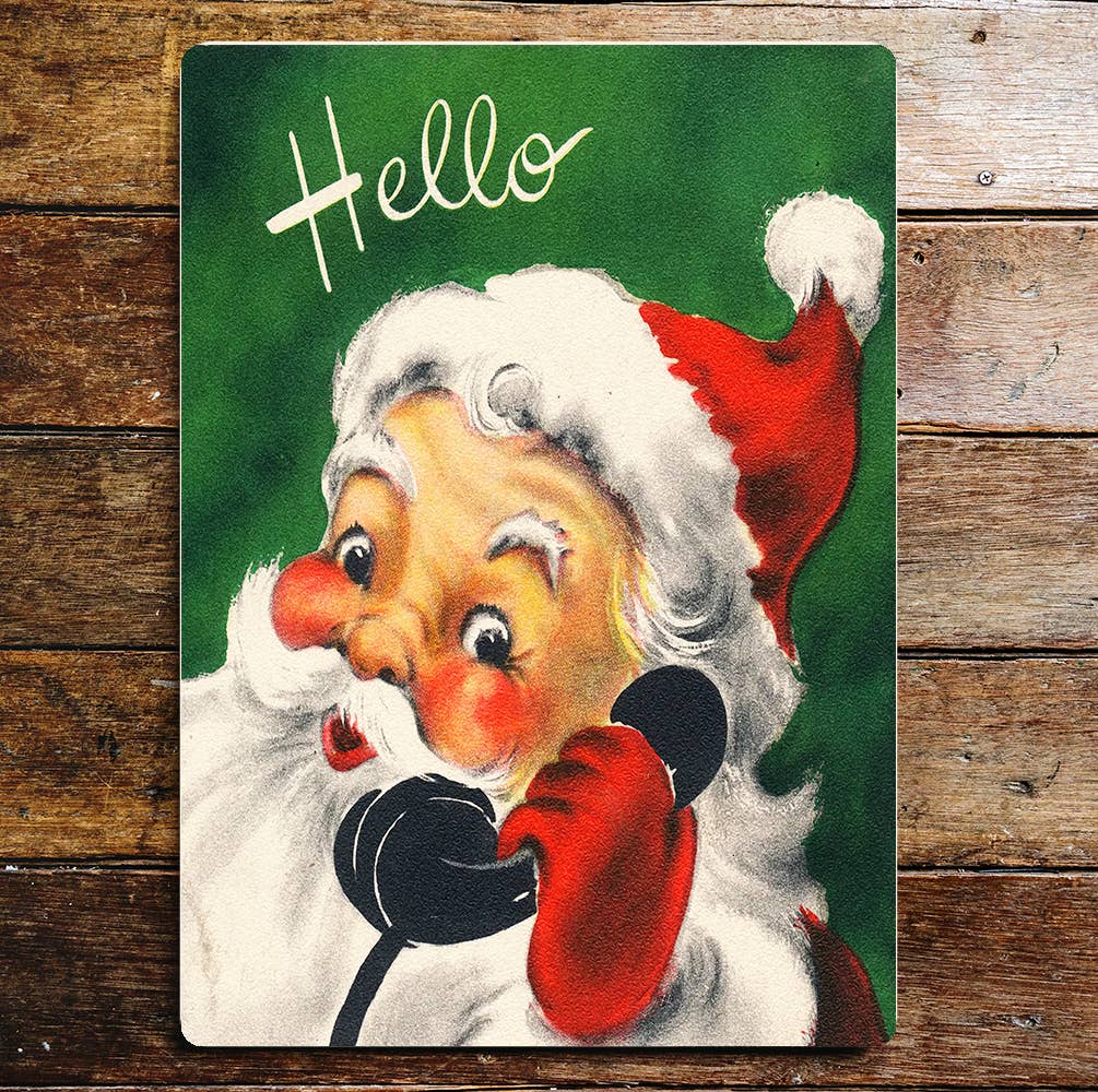 Hello Santa Telephone Call Christmas | Metal Wall Sign