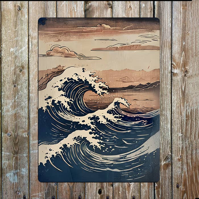 Traditional Japanese Woodblock Waves 3 | Metal Sign Plaque