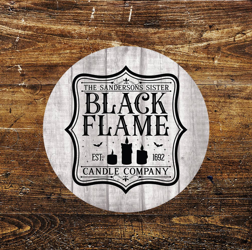 Sanderson Sisters Black Flame Candles Circle Metal Sign