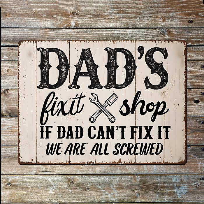 Dad's Fit It Shop Garage| Father's Day | Metal Sign Plaque