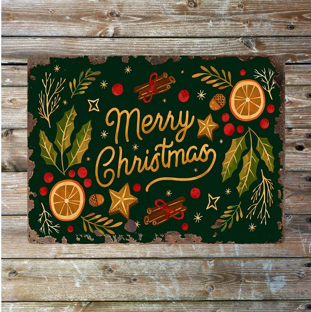 Merry Christmas green | Metal Sign Plaque