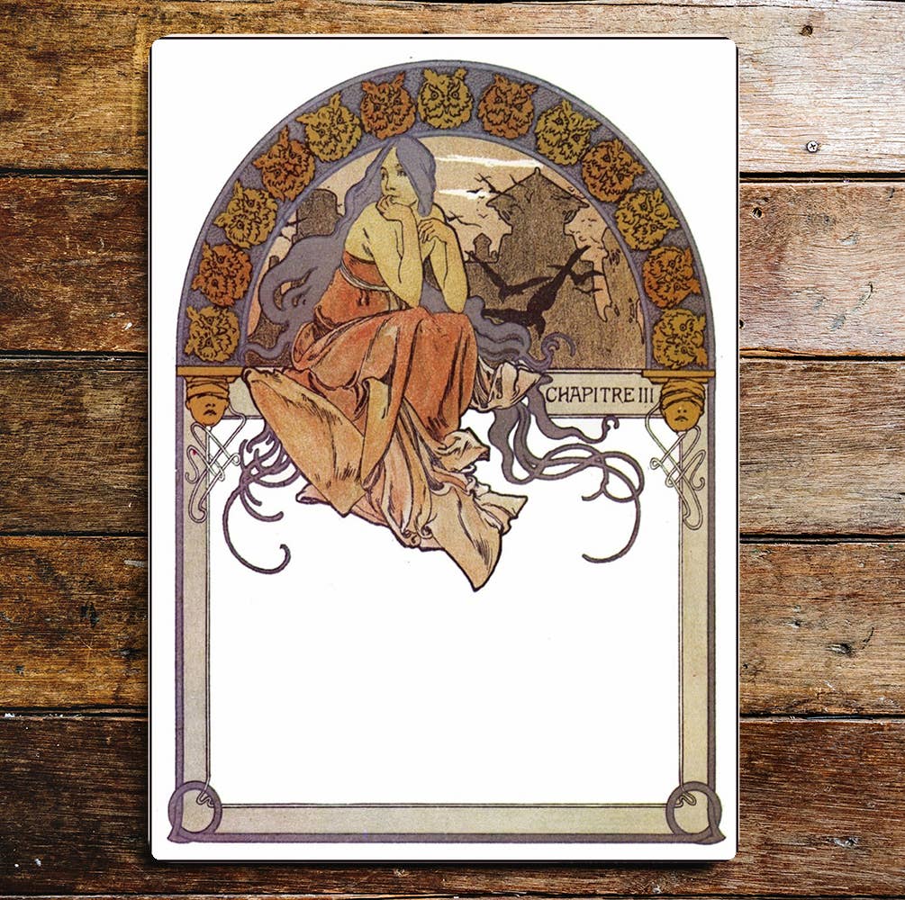 Art Deco Art Nouveau Lady Night Scene | Metal Sign Plaque