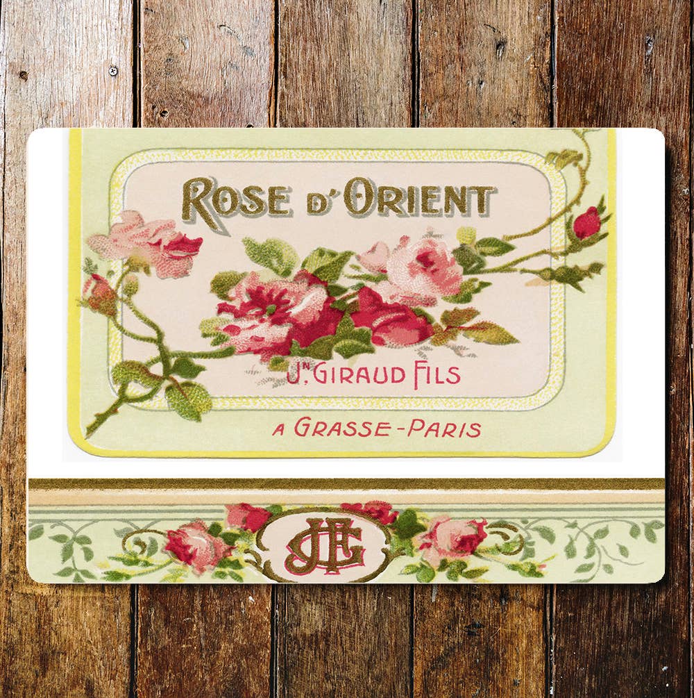 Rose D' Orient Roses Pink Paris Metal Wall Sign