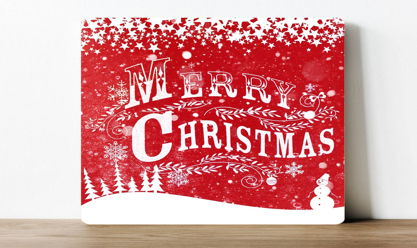 Merry Christmas Red Snow | Metal Sign Plaque