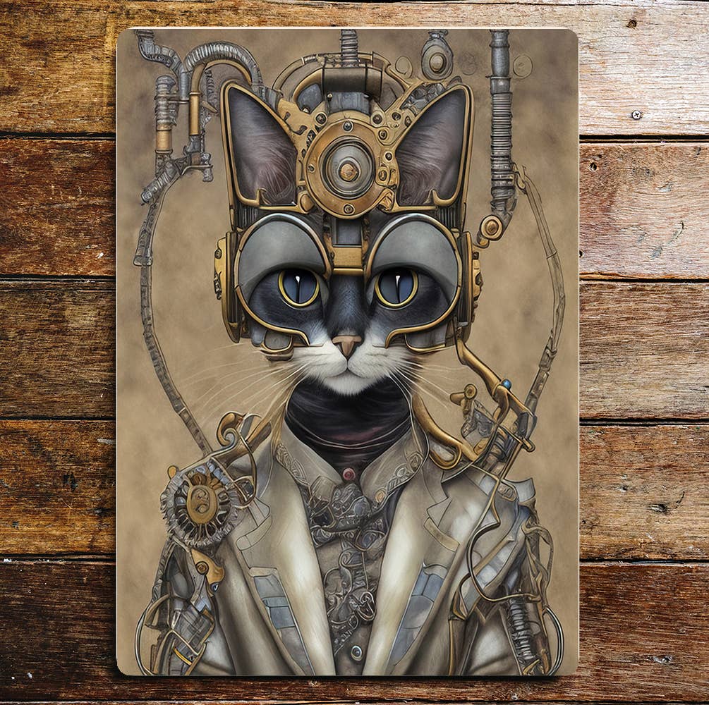 Steampunk cats Metal Sign plaque