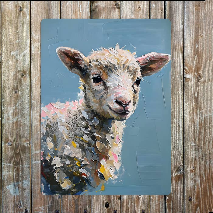 Painting Of A Young Lamb Metal Sign Plaque