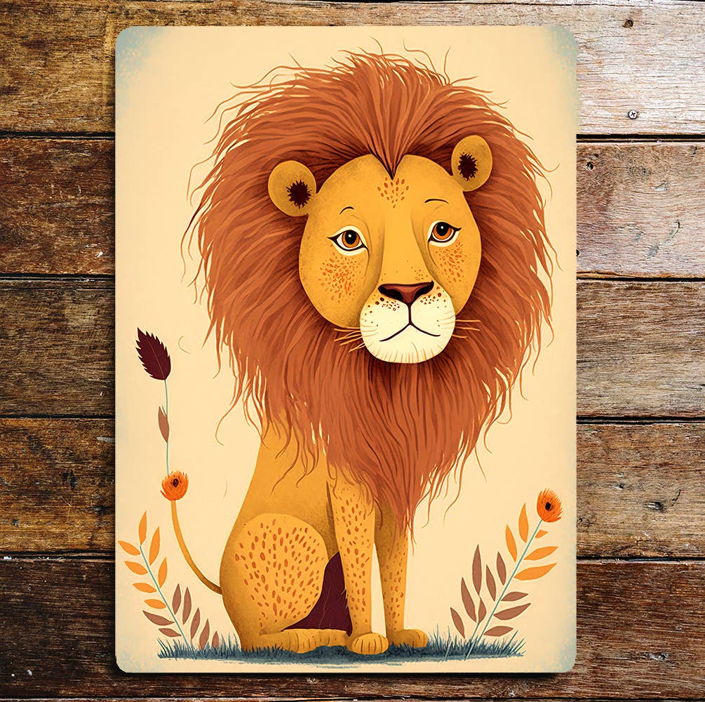 Cute Lion Mane Cartoon | Metal Sign Plaque