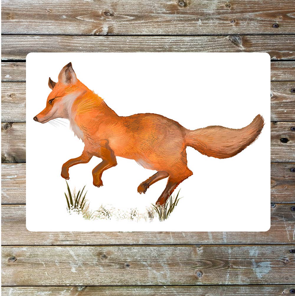 Red fox nature wildlife vintage art Metal Sign Plaque