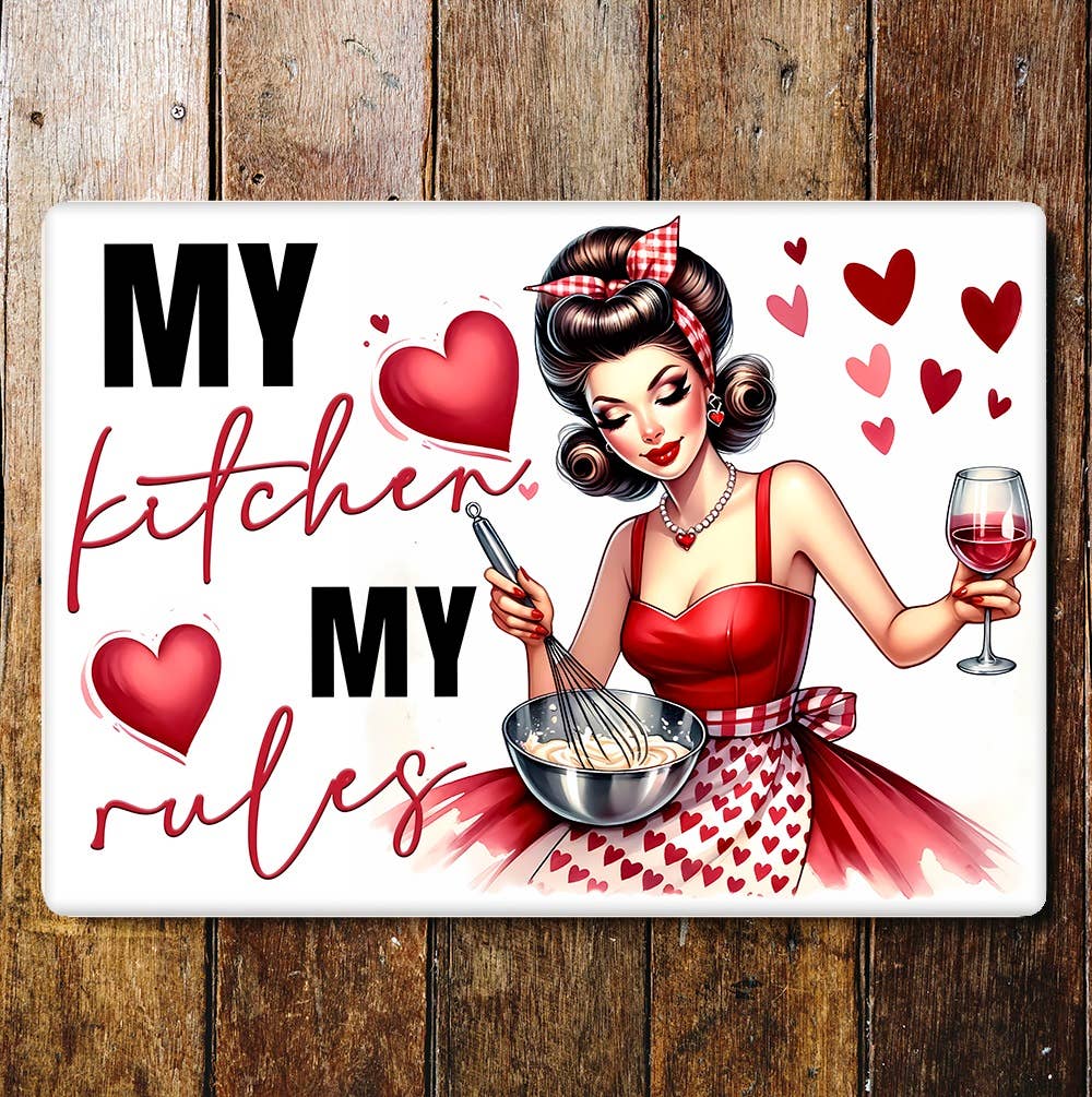 My kitchen My rules wine love | Metal Sign Plaque
